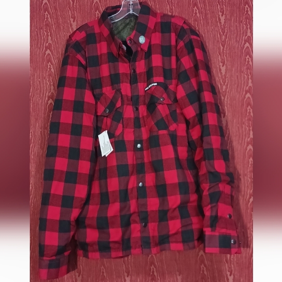 SCOOTER TRASH APPEARAL Black/Red Long Sleeve Snap & Zip Collared Sz XL